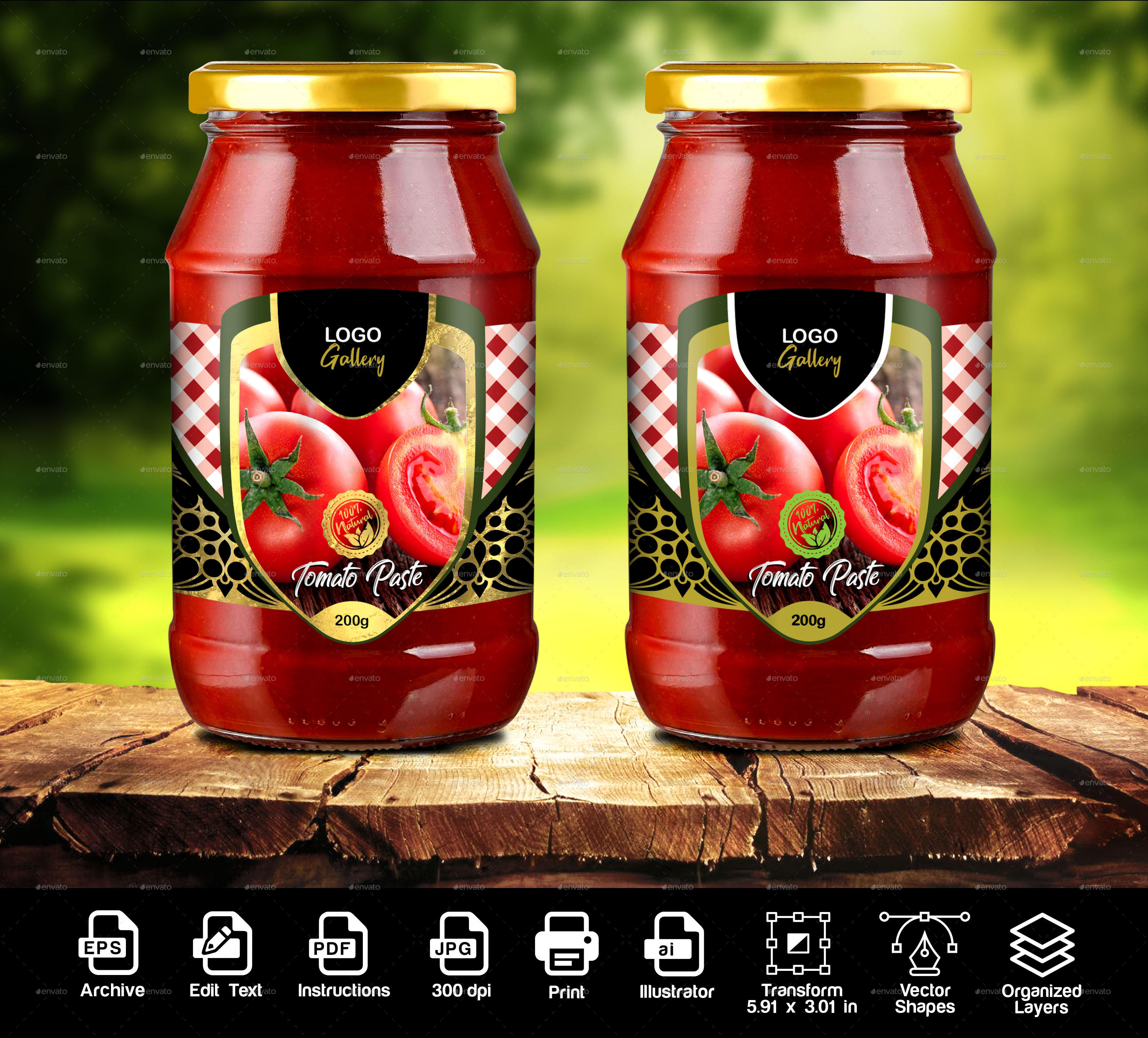 Template Design for Tomato Pulp Packaging, Print Templates GraphicRiver